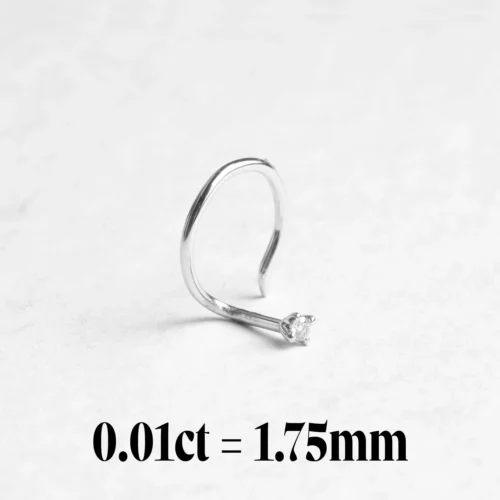 18ct Gold Diamond Wire Coil Back Nose Stud (0.01ct - 0.10ct) -Shiny Jewelry Hub 0.01ct white gold entire left