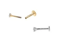 18ct Gold Diamond Screw Back Nose Stud (0.01ct - 0.10ct) -Shiny Jewelry Hub 0.02ct 0.09ct B SB