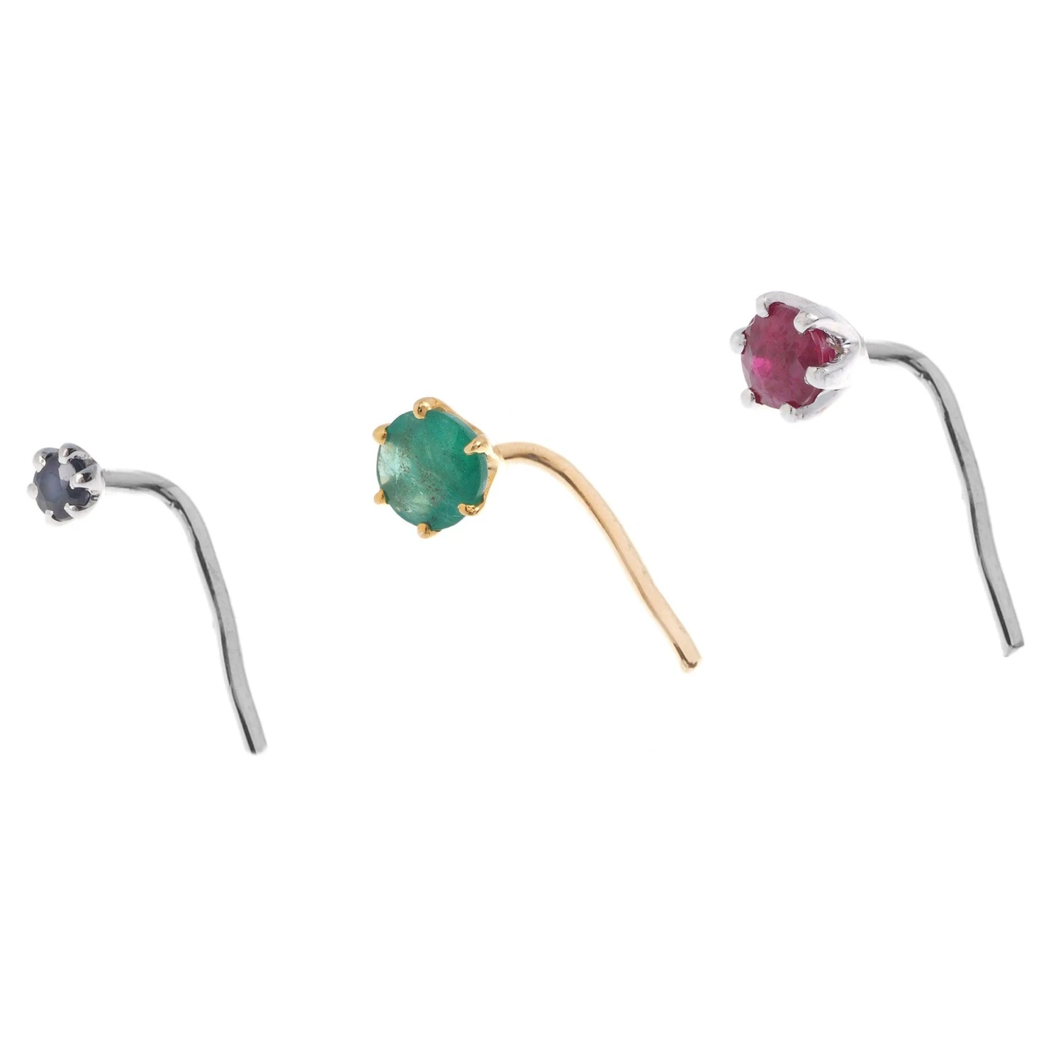 18ct Gold Emerald┋Ruby┋Sapphire L Shape Back Nose Stud (0.02ct - 0.10ct) 1 18ct Gold Emerald┋Ruby┋Sapphire L Shape Back Nose Stud (0.02ct - 0.10ct)