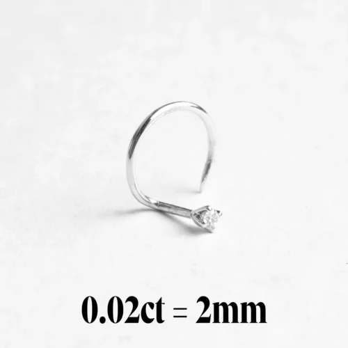 18ct Gold Diamond Wire Coil Back Nose Stud (0.01ct - 0.10ct) -Shiny Jewelry Hub 0.02ct white gold entire left