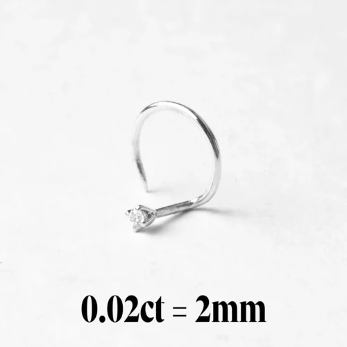 18ct Gold Diamond Wire Coil Back Nose Stud (0.01ct - 0.10ct) -Shiny Jewelry Hub 0.02ct white gold entire right