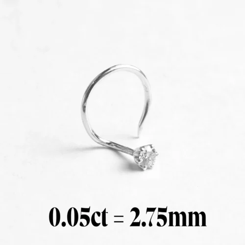 18ct Gold Diamond Wire Coil Back Nose Stud (0.01ct - 0.10ct) -Shiny Jewelry Hub 0.05ct white gold entire left