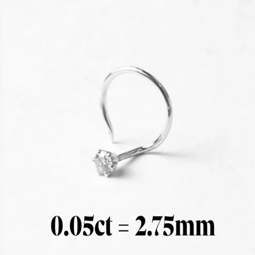 18ct Gold Diamond Wire Coil Back Nose Stud (0.01ct - 0.10ct) -Shiny Jewelry Hub 0.05ct white gold entire right