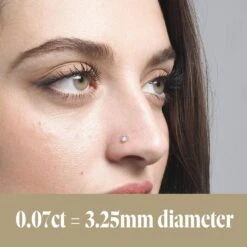 18ct Gold Diamond L Shaped Back Nose Stud (0.01ct - 0.10ct) -Shiny Jewelry Hub 0.07ct Diamond Nose Stud
