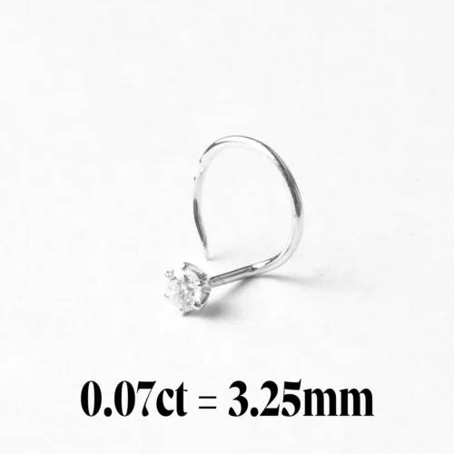 18ct Gold Diamond Wire Coil Back Nose Stud (0.01ct - 0.10ct) -Shiny Jewelry Hub 0.07ct white gold entire right 06718e03 77a8 4171 999b 45b5e5a624af