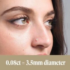 18ct Gold Diamond L Shaped Back Nose Stud (0.01ct - 0.10ct) -Shiny Jewelry Hub 0.08ct Diamond Nose Stud