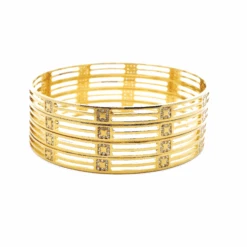 22ct Yellow Gold Women's Bangles With Cubic Zirconia Stones – Elegant Gold Jewellery For Women