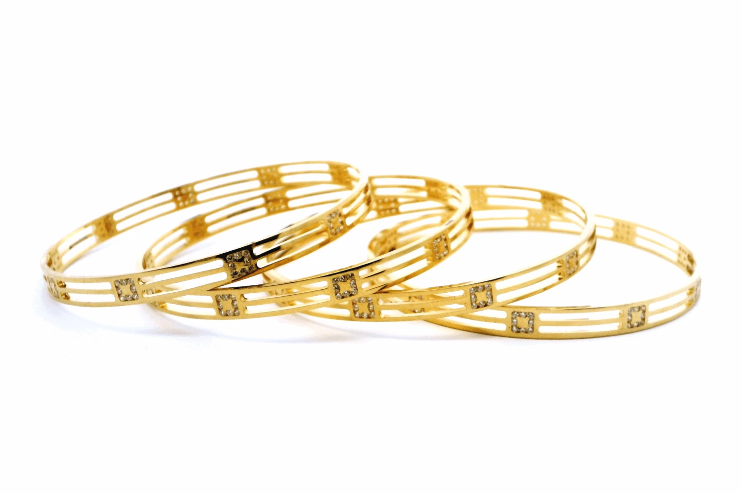 22ct Yellow Gold Women's Bangles With Cubic Zirconia Stones – Elegant Gold Jewellery For Women 2 22ct Yellow Gold Women's Bangles With Cubic Zirconia Stones – Elegant Gold Jewellery For Women - Image 2