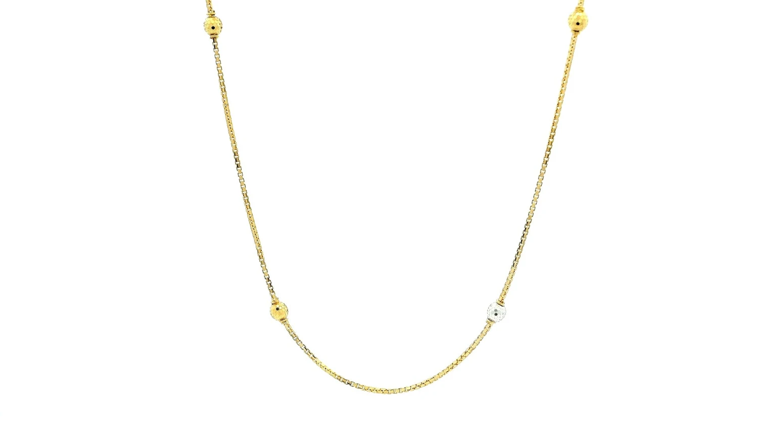 22ct Yellow Gold Chain With Gold & Rhodium Plated Beads At Intervals With Lobster Clasp 1 22ct Yellow Gold Chain With Gold & Rhodium Plated Beads At Intervals With Lobster Clasp