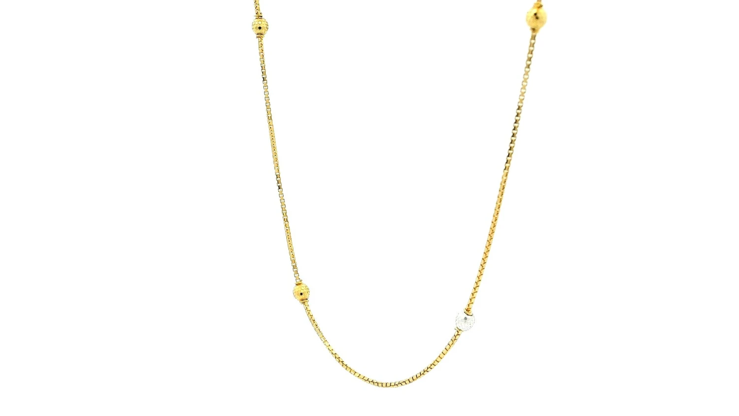 22ct Yellow Gold Chain With Gold & Rhodium Plated Beads At Intervals With Lobster Clasp 2 22ct Yellow Gold Chain With Gold & Rhodium Plated Beads At Intervals With Lobster Clasp - Image 2