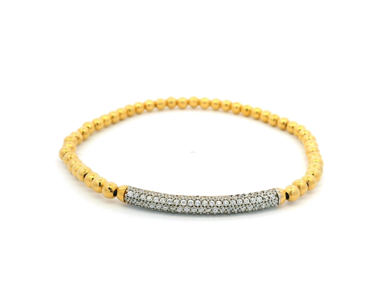 22ct Yellow Gold Beaded Bangles With Cubic Zirconia Stones – Elegant & Sparkling Jewellery 1 22ct Yellow Gold Beaded Bangles With Cubic Zirconia Stones – Elegant & Sparkling Jewellery