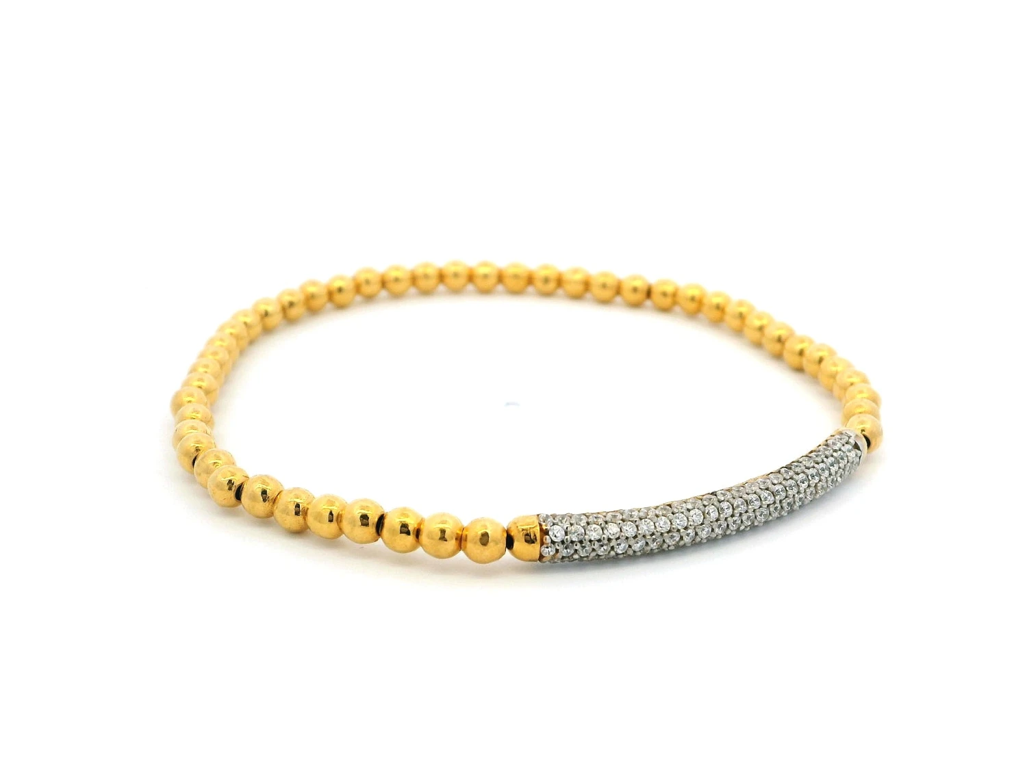22ct Yellow Gold Beaded Bangles With Cubic Zirconia Stones – Elegant & Sparkling Jewellery 2 22ct Yellow Gold Beaded Bangles With Cubic Zirconia Stones – Elegant & Sparkling Jewellery - Image 2