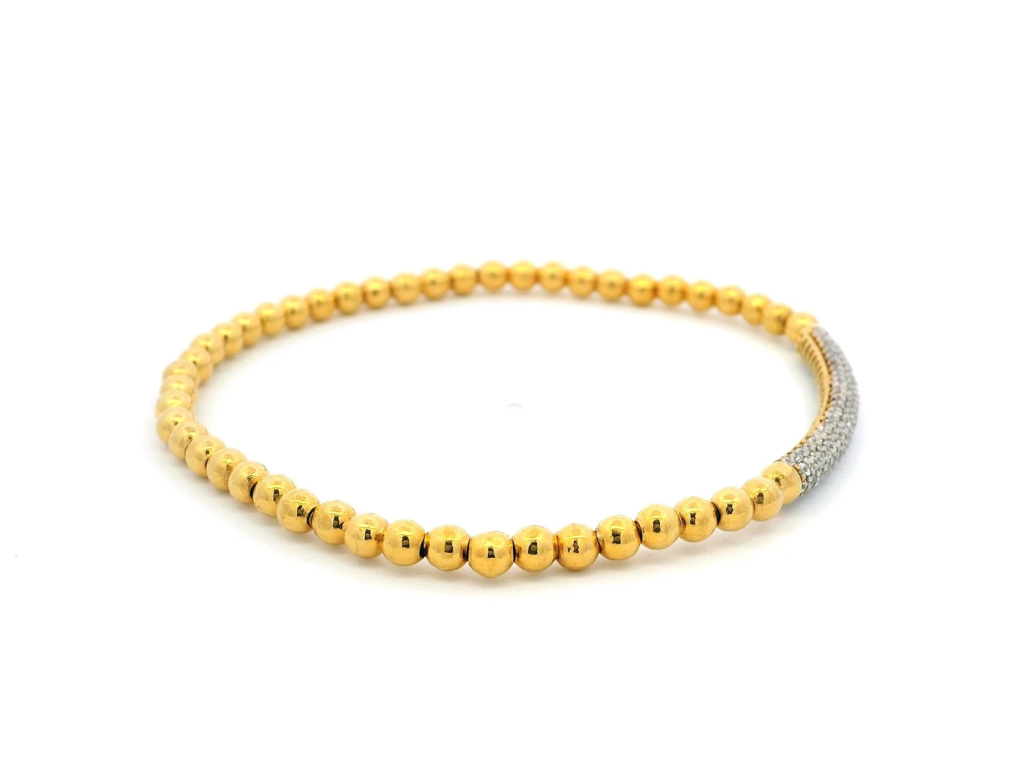 22ct Yellow Gold Beaded Bangles With Cubic Zirconia Stones – Elegant & Sparkling Jewellery 3 22ct Yellow Gold Beaded Bangles With Cubic Zirconia Stones – Elegant & Sparkling Jewellery - Image 3