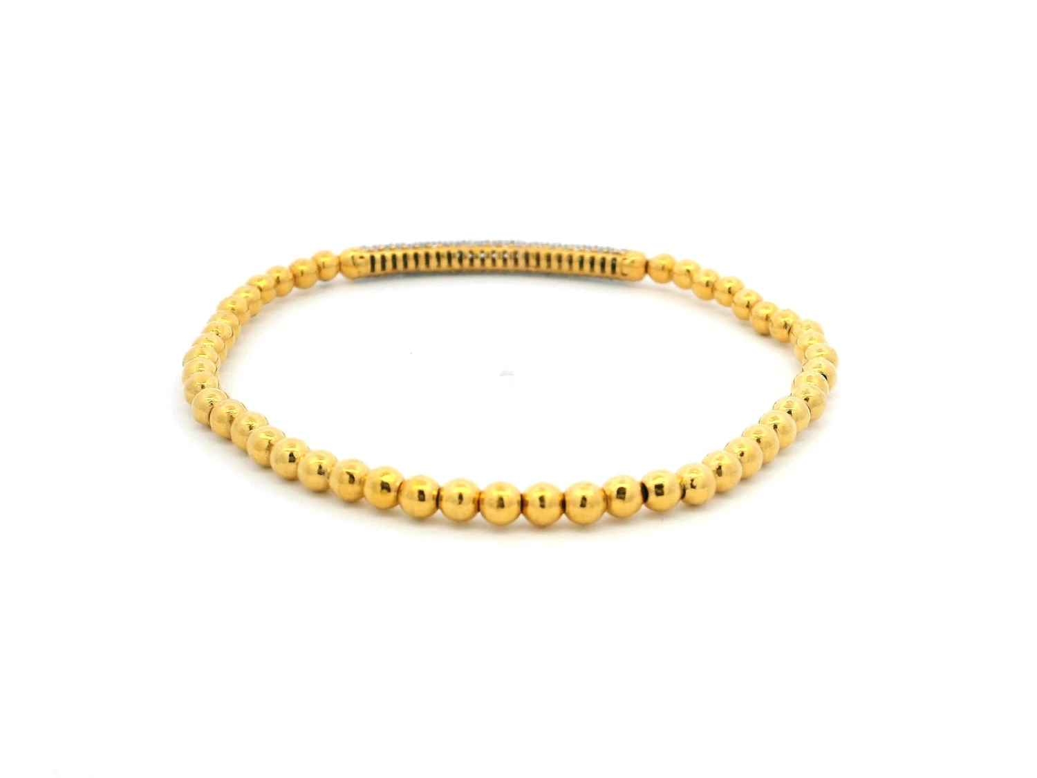22ct Yellow Gold Beaded Bangles With Cubic Zirconia Stones – Elegant & Sparkling Jewellery 4 22ct Yellow Gold Beaded Bangles With Cubic Zirconia Stones – Elegant & Sparkling Jewellery - Image 4