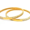 Pair Of 22ct Yellow Gold Bangles With Sparkling Cubic Zirconia Stones | Elegant Jewellery Set