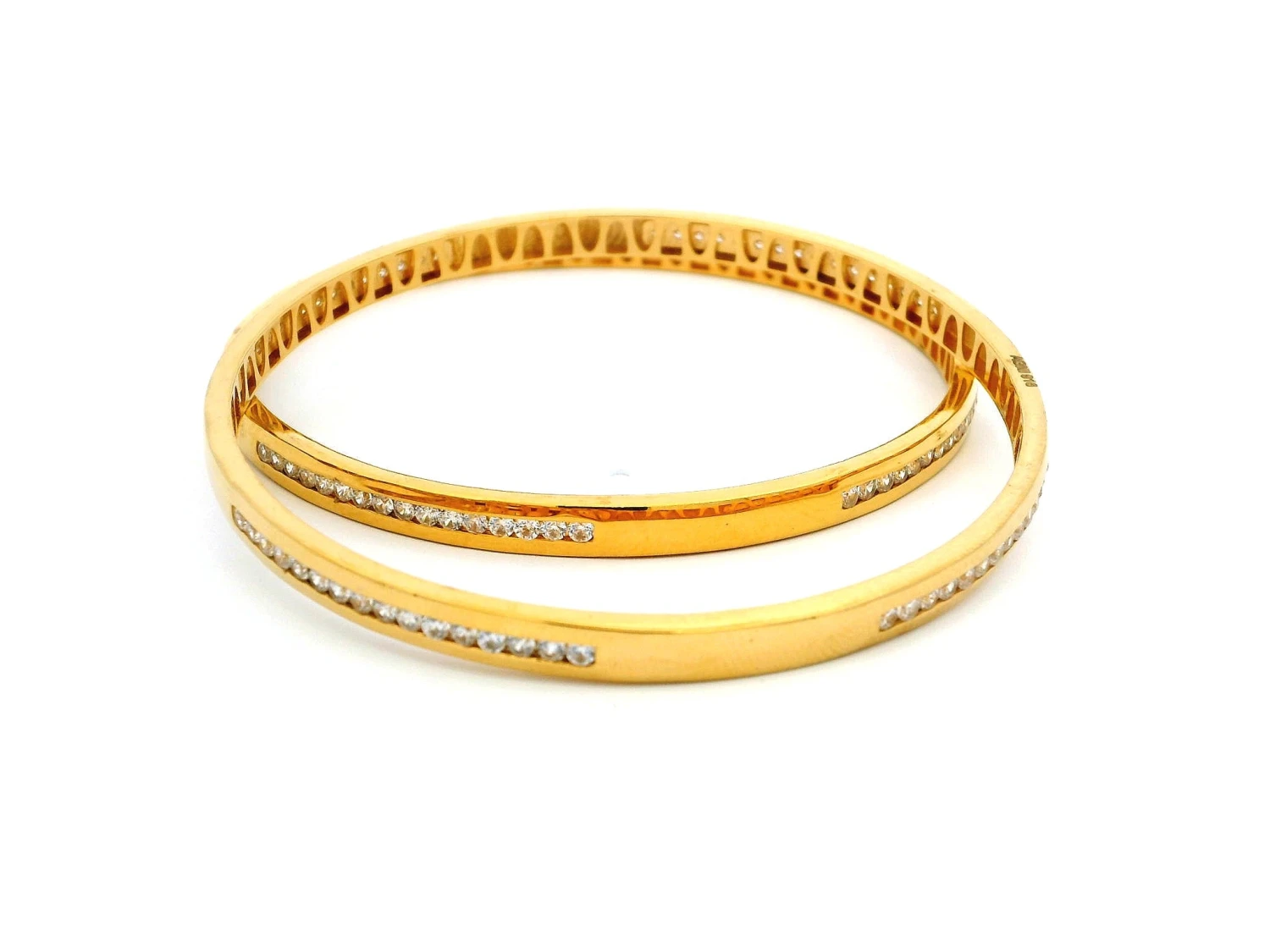 Elegant Pair Of 22ct Yellow Gold Bangles With Cubic Zirconia Stones | Stunning Jewellery 3 Elegant Pair Of 22ct Yellow Gold Bangles With Cubic Zirconia Stones | Stunning Jewellery - Image 3