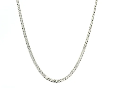 18ct White Gold Cuban Chain With Secure Lobster Clasp | Luxury Men's Jewellery
