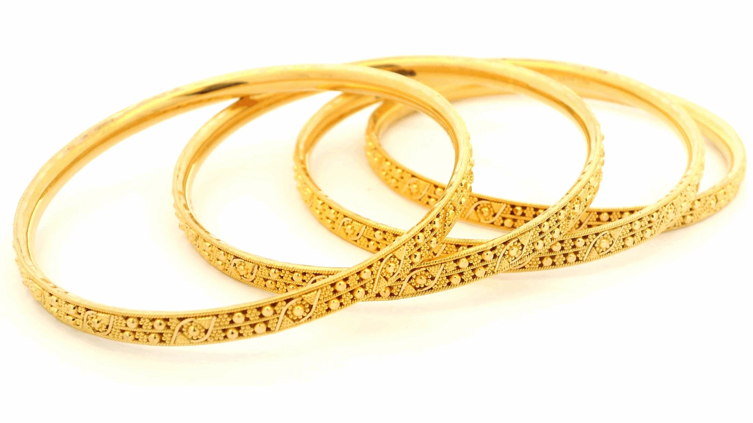 22ct Yellow Gold Set Of Six Bangles With Filigree Design & Comfort Fit – Elegant Gold Jewellery Set 3 22ct Yellow Gold Set Of Six Bangles With Filigree Design & Comfort Fit – Elegant Gold Jewellery Set - Image 3