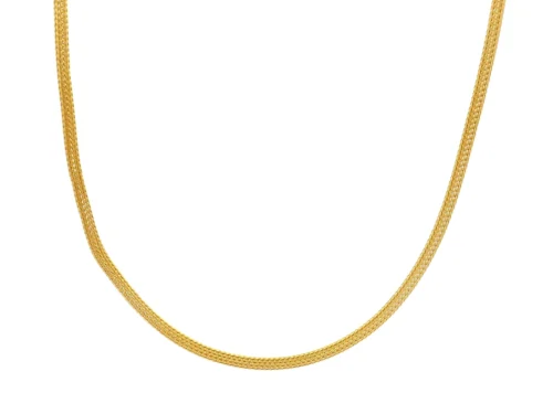 22ct Gold Hollow Mesh Chain With Lobster Clasp | Elegant Round Design Necklace | 16 Inches