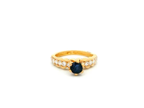 22ct Gold Ladies Ring With Blue And White Cubic Zirconia Stones – Elegant & Glamorous Jewellery | Size J½