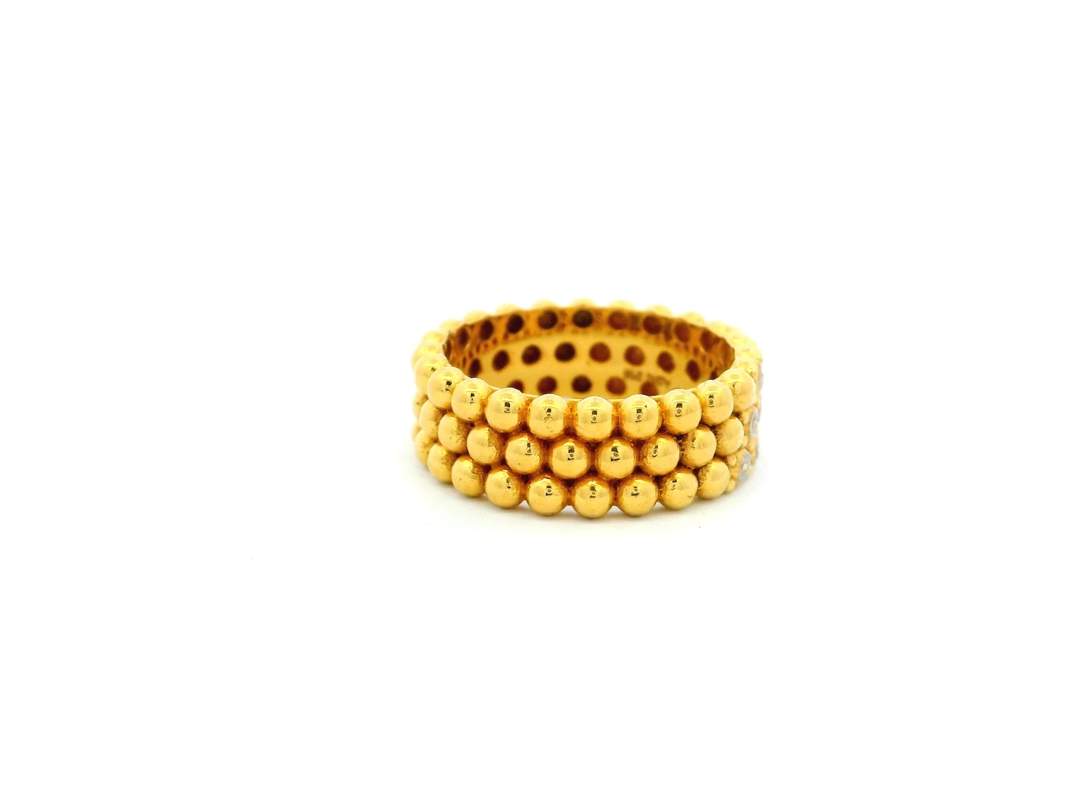 Elegant 22ct Gold Beaded Ring With Cubic Zirconia Stones | Size L 3 Elegant 22ct Gold Beaded Ring With Cubic Zirconia Stones | Size L - Image 3