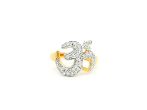 22ct Gold 'OM' Ring With Cubic Zirconia Stones | Size J½