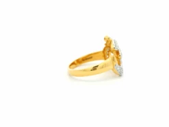 22ct Gold 'OM' Ring With Cubic Zirconia Stones | Size J½ -Shiny Jewelry Hub 1729162705445 c762581674f30672467f 01929a2079477bbd841b2f89a29042fforiginal