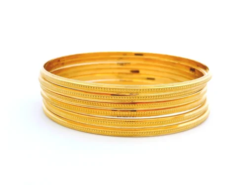 1 Set Of Six 22ct Gold Bangles With Elegant Milgrain Design – Timeless Gold Jewellery Set