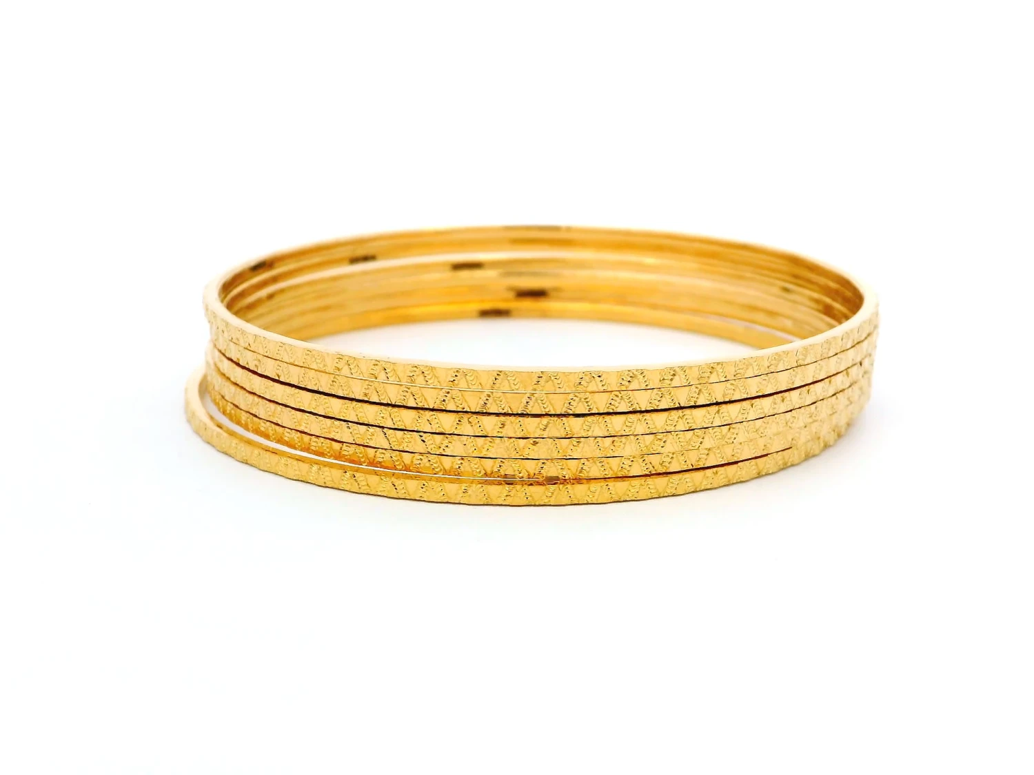 1 Set Of Six 22ct Gold Bangles With Milgrain Design – Classic And Elegant Gold Bangle Set 3 1 Set Of Six 22ct Gold Bangles With Milgrain Design – Classic And Elegant Gold Bangle Set - Image 3