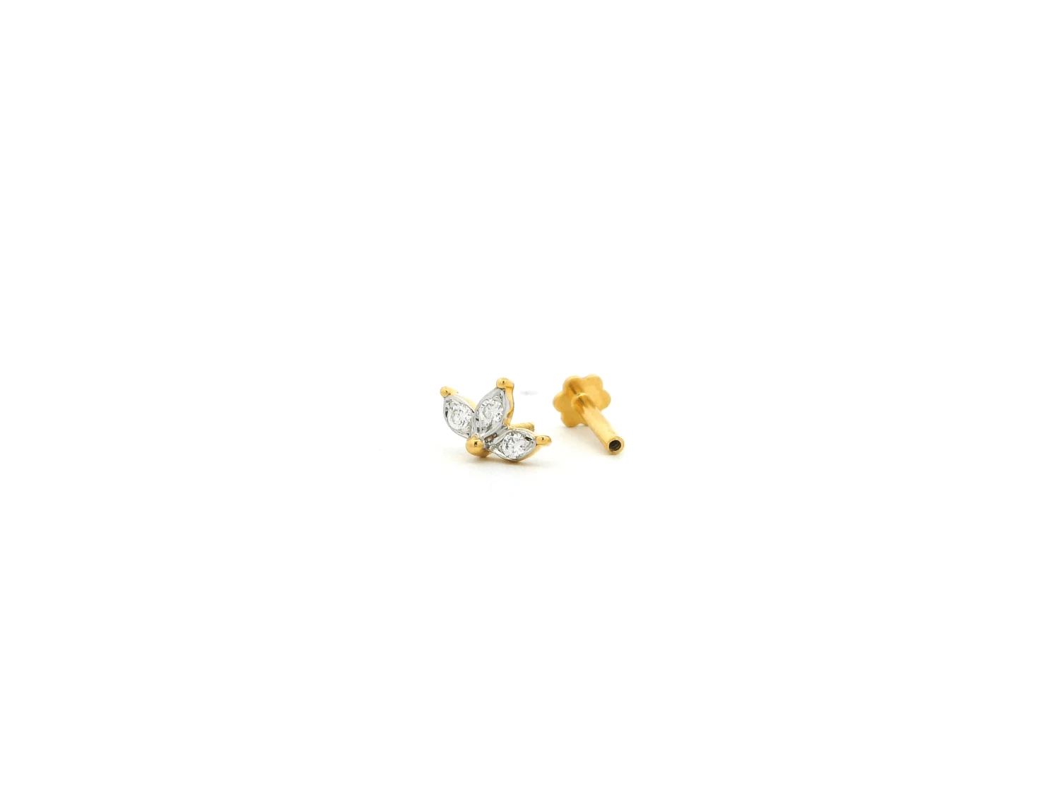 18ct Gold Diamond Lotus Flower Nose Stud | Secure Screw Back 4 18ct Gold Diamond Lotus Flower Nose Stud | Secure Screw Back - Image 4