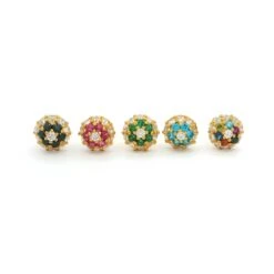 18ct Yellow Gold Nose Stud With White And Colour Cubic Zirconia Stones