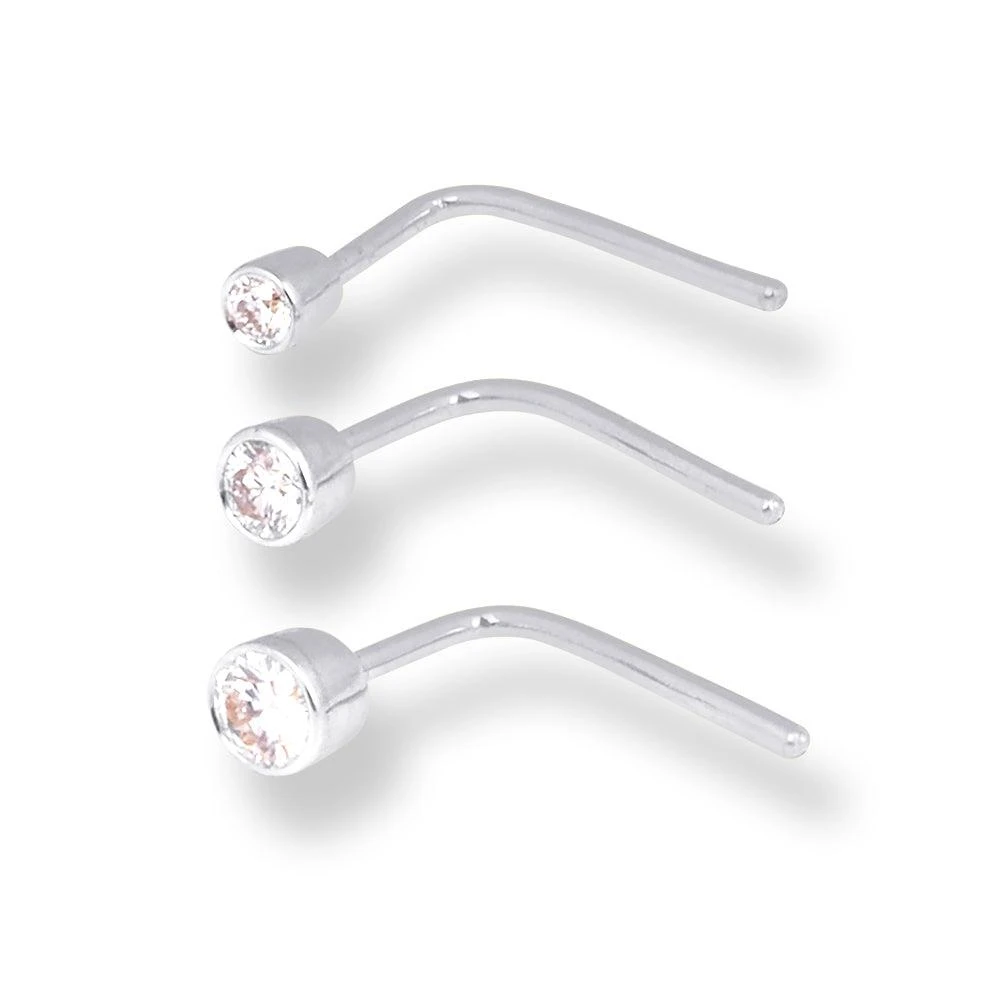 18ct Gold Diamond L-shaped Back Nose Stud With Bezel (Rub Over) Setting. 2 18ct Gold Diamond L-shaped Back Nose Stud With Bezel (Rub Over) Setting. - Image 2