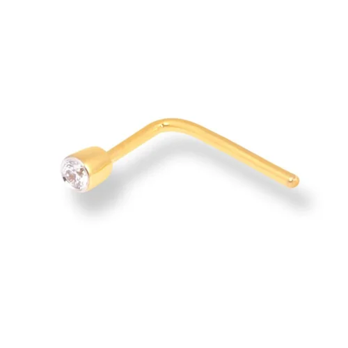 18ct Gold Diamond L-shaped Back Nose Stud With Bezel (Rub Over) Setting. 16 18ct Gold Diamond L-shaped Back Nose Stud With Bezel (Rub Over) Setting. -Shiny Jewelry Hub 18ct gold diamond l shaped back nose stud in bezel setting MCS2510Yq 2