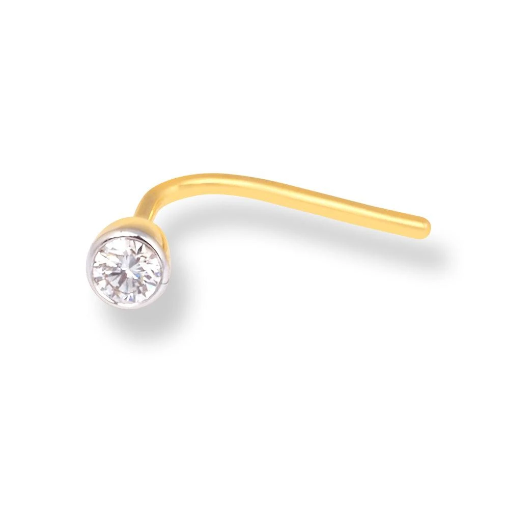 18ct Gold Diamond L-shaped Back Nose Stud With Bezel (Rub Over) Setting. 7 18ct Gold Diamond L-shaped Back Nose Stud With Bezel (Rub Over) Setting. - Image 7
