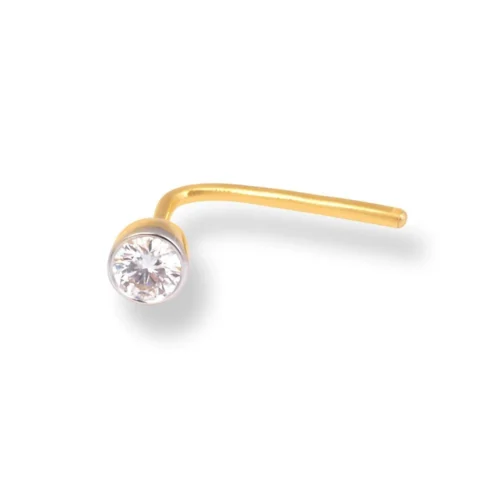 18ct Gold Diamond L-shaped Back Nose Stud With Bezel (Rub Over) Setting. 22 18ct Gold Diamond L-shaped Back Nose Stud With Bezel (Rub Over) Setting. -Shiny Jewelry Hub 18ct gold diamond l shaped back nose stud in bezel setting MCS2512Yq