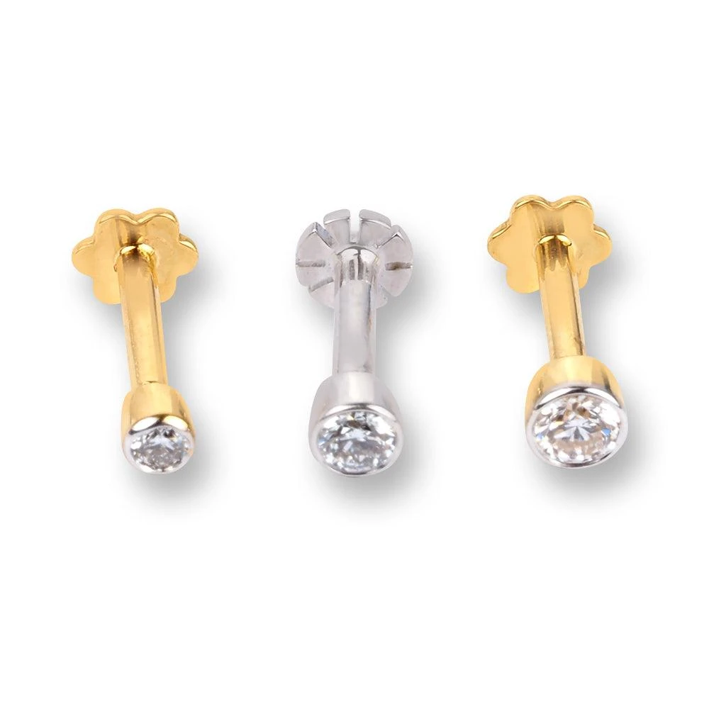 18ct Gold Diamond Screw Back Nose Stud With Bezel (Rub Over) Setting 2 18ct Gold Diamond Screw Back Nose Stud With Bezel (Rub Over) Setting - Image 2
