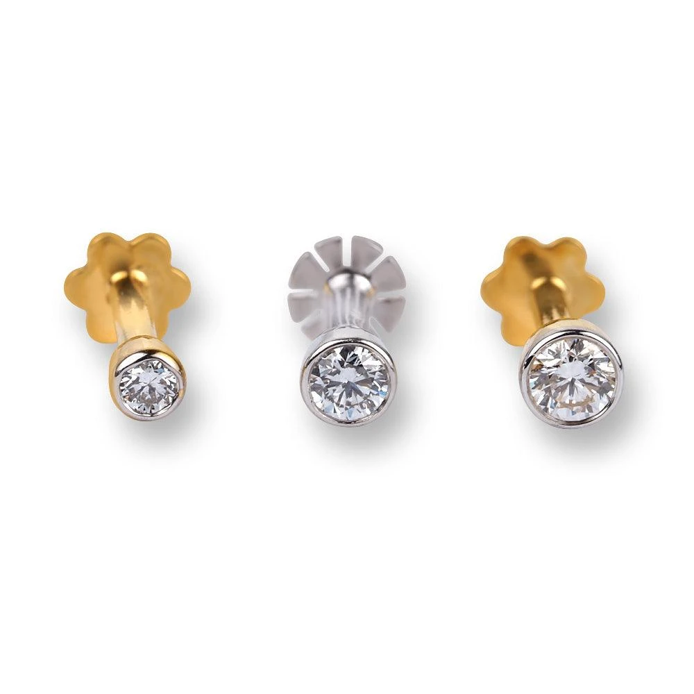 18ct Gold Diamond Screw Back Nose Stud With Bezel (Rub Over) Setting 1 18ct Gold Diamond Screw Back Nose Stud With Bezel (Rub Over) Setting