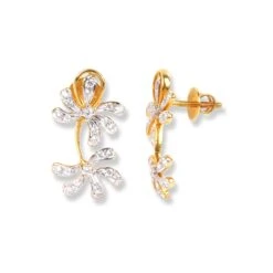 Shiny Jewelry Hub -Shiny Jewelry Hub 18ct gold floral design set with cubic zirconia stones pendant chain stud earrings 9