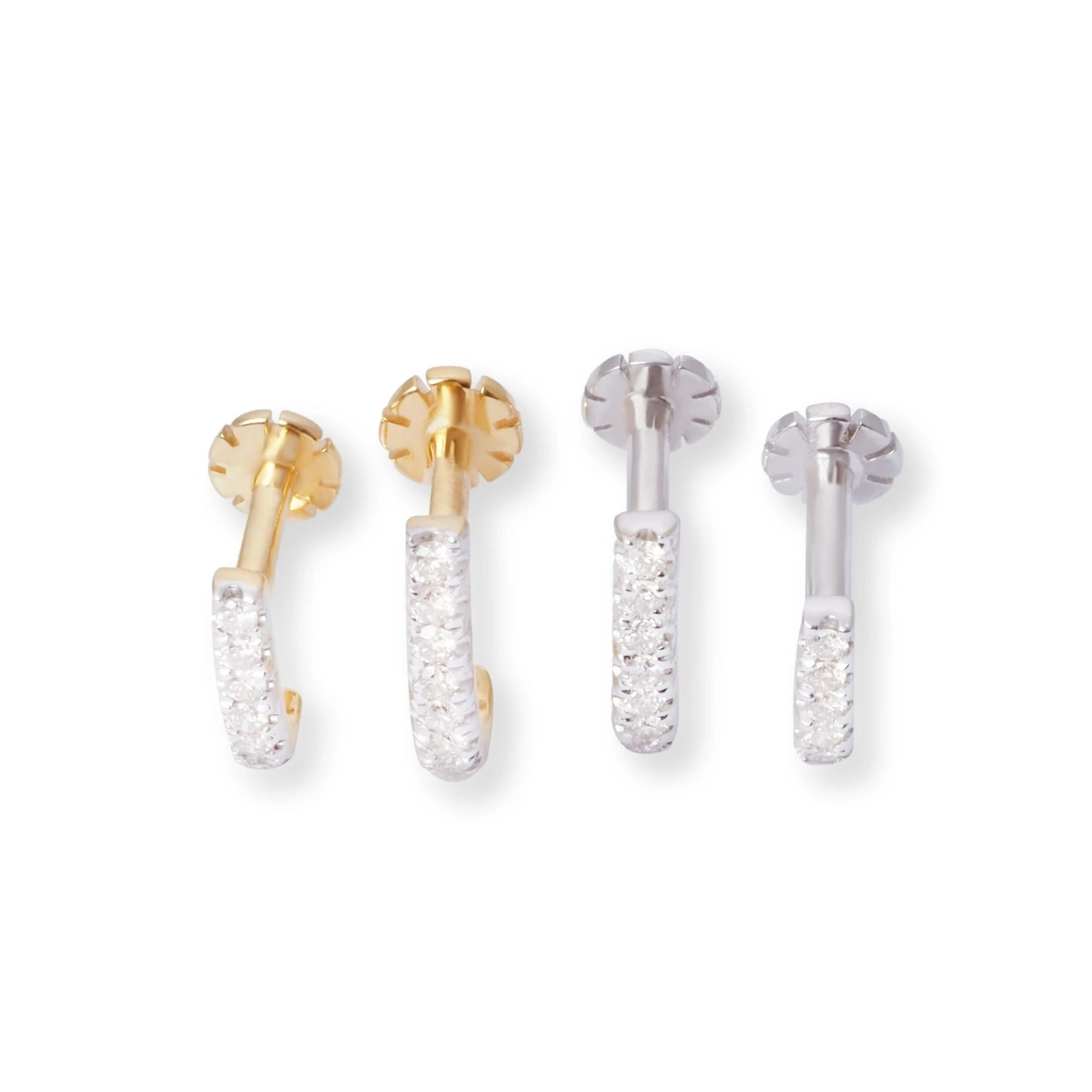 18ct Gold Diamond Half Nose Ring With Screw Back. 2 18ct Gold Diamond Half Nose Ring With Screw Back. - Image 2