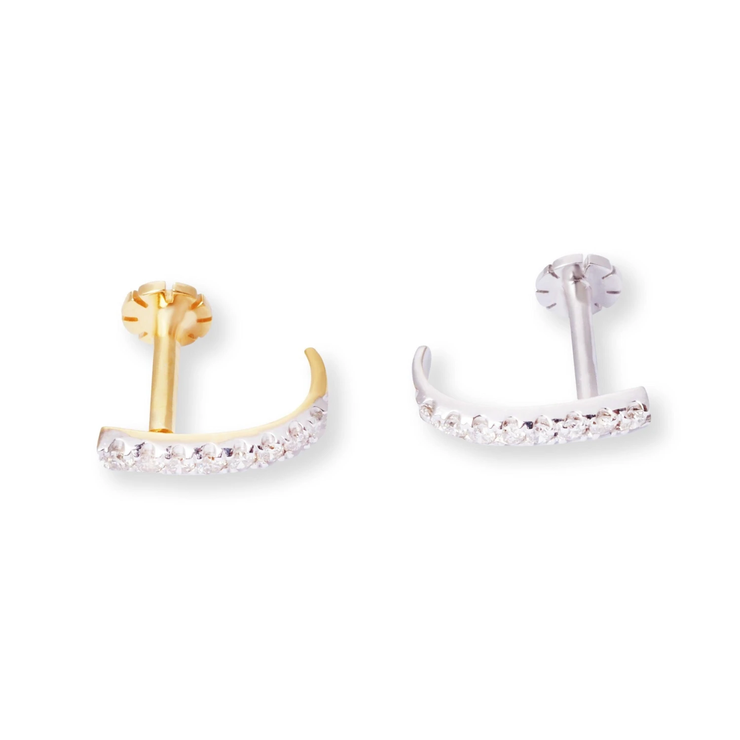 18ct Gold Diamond Half Nose Ring With Screw Back. 3 18ct Gold Diamond Half Nose Ring With Screw Back. - Image 3