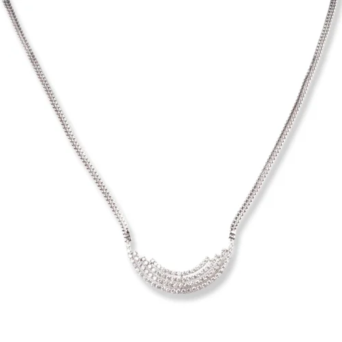 18ct White Gold Adjustable Diamond Mangal Sutra With Hook Clasp KMCS1424