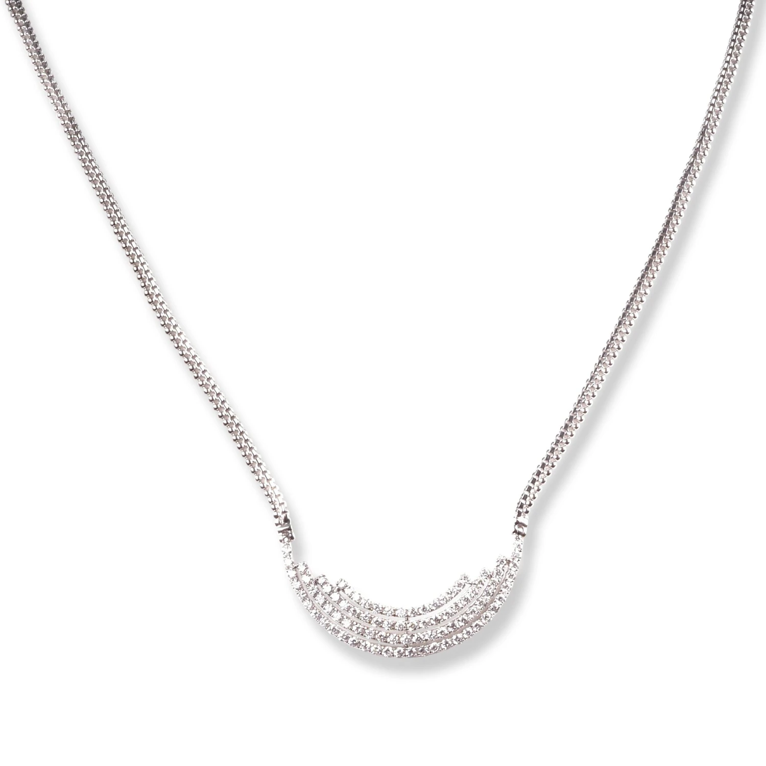 18ct White Gold Adjustable Diamond Mangal Sutra With Hook Clasp KMCS1424 1 18ct White Gold Adjustable Diamond Mangal Sutra With Hook Clasp KMCS1424