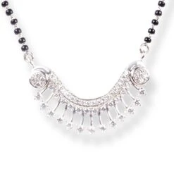 18ct White Gold Adjustable Mangal Sutra With Cubic Zirconia & Lobster Clasp MS-4432 -Shiny Jewelry Hub 18ct white gold adjustable mangal sutra with cubic zirconia lobster clasp 2