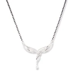 18ct White Gold Adjustable Mangal Sutra With Cubic Zirconia & Lobster Clasp MS-4435
