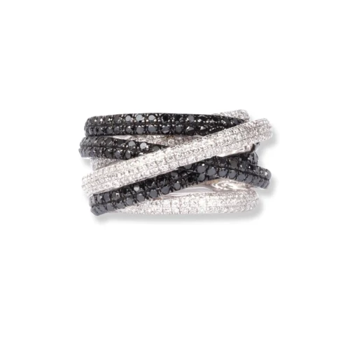 18ct White Gold Black & White Diamond Dress Ring Z-HF02555R-W-BD -Shiny Jewelry Hub 18ct white gold black white diamond dress ring 3 scaled