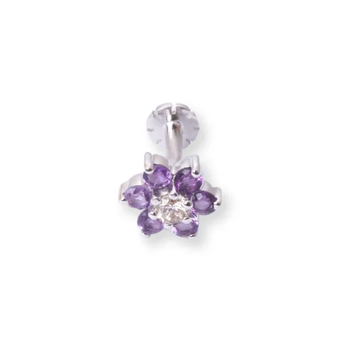 18ct Gold Diamond And Amethyst Cluster Screw Back Nose Stud. 14 18ct Gold Diamond And Amethyst Cluster Screw Back Nose Stud. -Shiny Jewelry Hub 18ct white gold diamond and amethyst cluster screw back nose stud MCS3449W 3 scaled