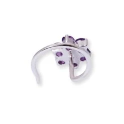 18ct Gold Diamond And Amethyst Cluster Wire Coil Back Nose Stud. 17 18ct Gold Diamond And Amethyst Cluster Wire Coil Back Nose Stud. -Shiny Jewelry Hub 18ct white gold diamond and amethyst cluster wire coil back nose stud MCS3449W 3 JPG