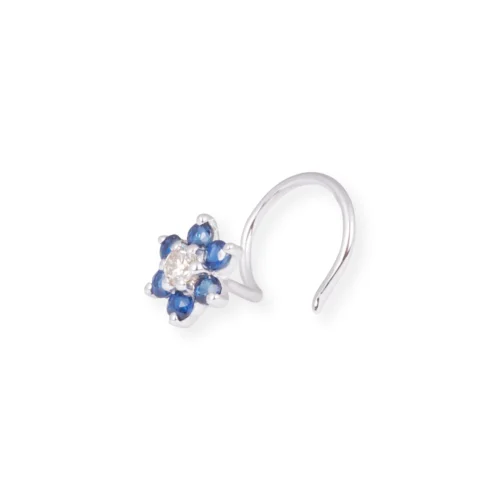 18ct Gold Diamond And Blue Sapphire Cluster Wire Coil Back Nose Stud. 25 18ct Gold Diamond And Blue Sapphire Cluster Wire Coil Back Nose Stud. -Shiny Jewelry Hub 18ct white gold diamond and blue sapphire cluster wire coil nose stud MCS2657Wq 2 scaled