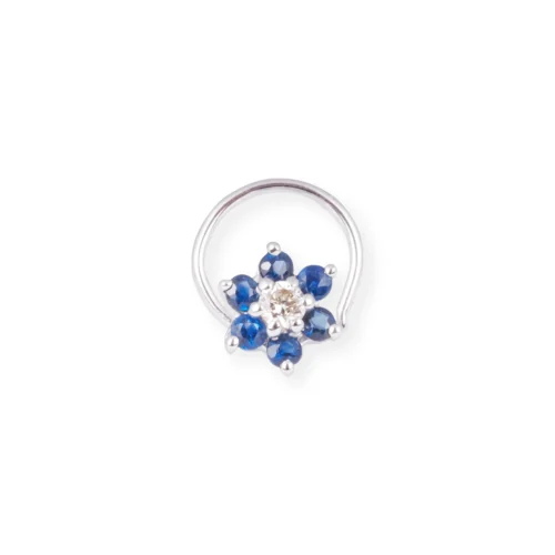 18ct Gold Diamond And Blue Sapphire Cluster Wire Coil Back Nose Stud. 24 18ct Gold Diamond And Blue Sapphire Cluster Wire Coil Back Nose Stud. -Shiny Jewelry Hub 18ct white gold diamond and blue sapphire cluster wire coil nose stud MCS2657Wq scaled