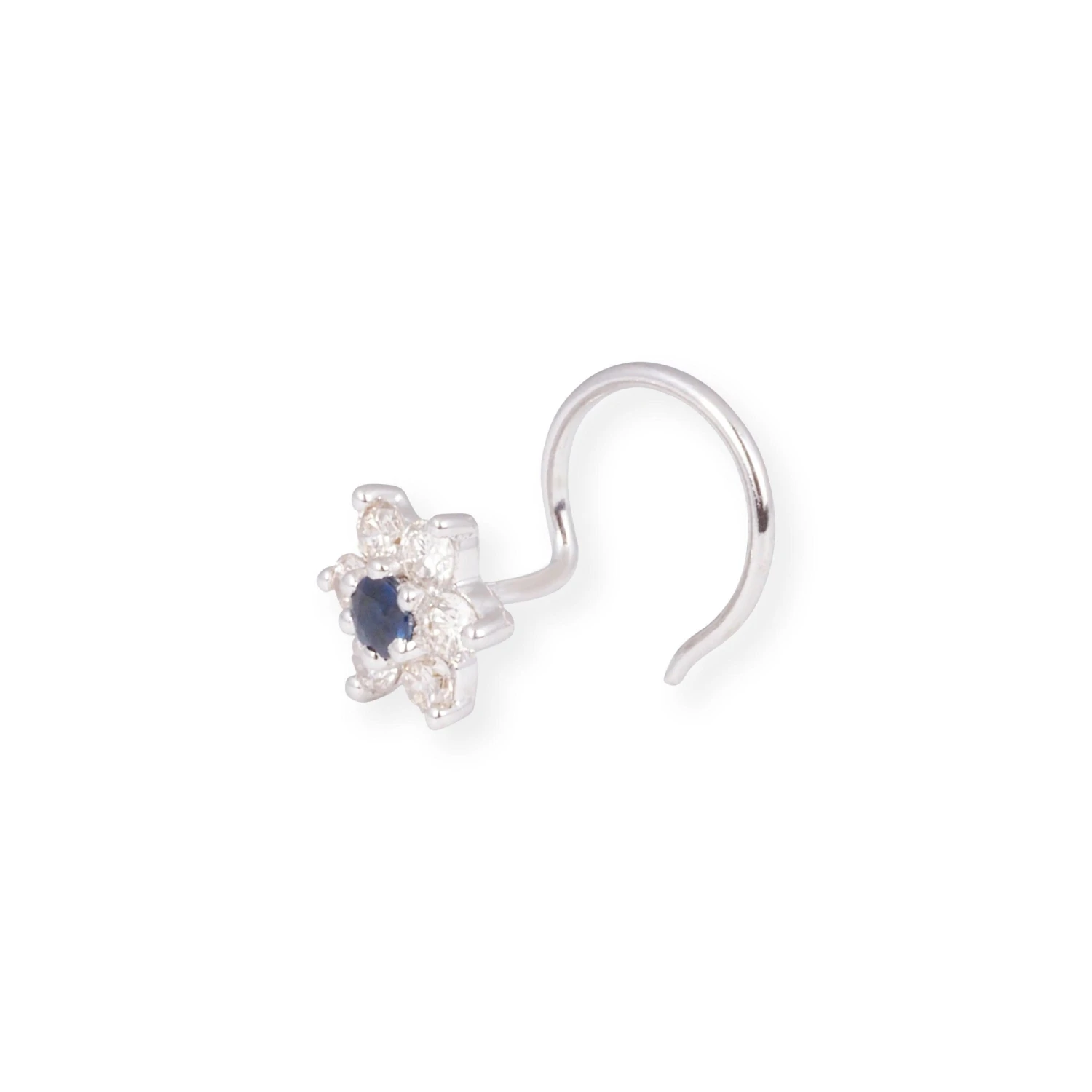 18ct Gold Diamond And Blue Sapphire Cluster Wire Coil Back Nose Stud. 14 18ct Gold Diamond And Blue Sapphire Cluster Wire Coil Back Nose Stud. - Image 14